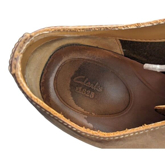 Collection by Clarks Clarkdale Moon Shoes Mens Size 12 Tan Leather Lace Up - Picture 8 of 10